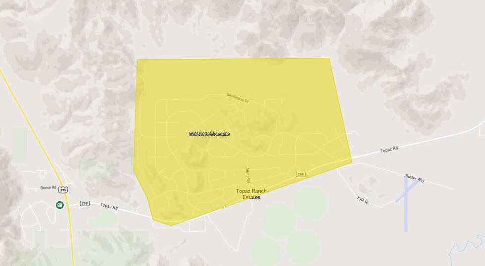 A map of the evacuation warning area for the Eagle Fire