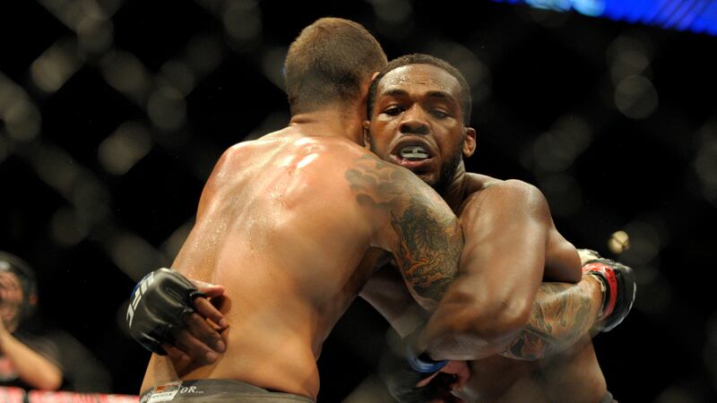 Jon Jones, right, in action against Andre Gusmao during the UFC - 87 Seek and Destroy Ultimate...
