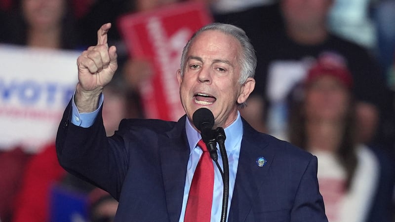 FILE - Nevada Gov. Joe Lombardo speaks before Republican presidential nominee former President...