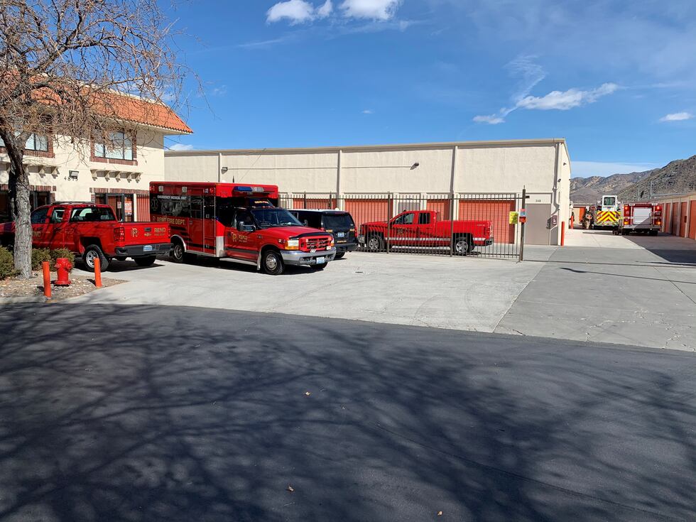 Unit Complex Fire Crews battle fire at storage unit complex