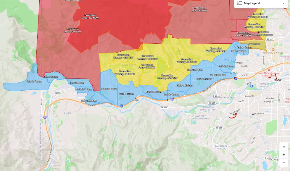 The evac map for the Hawk Fire as of noon 8/24