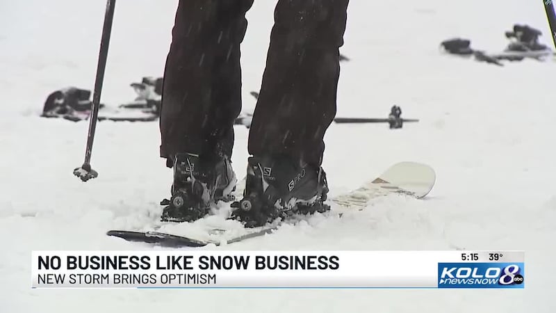 Skier takes off to the slopes at Mt Rose Tahoe